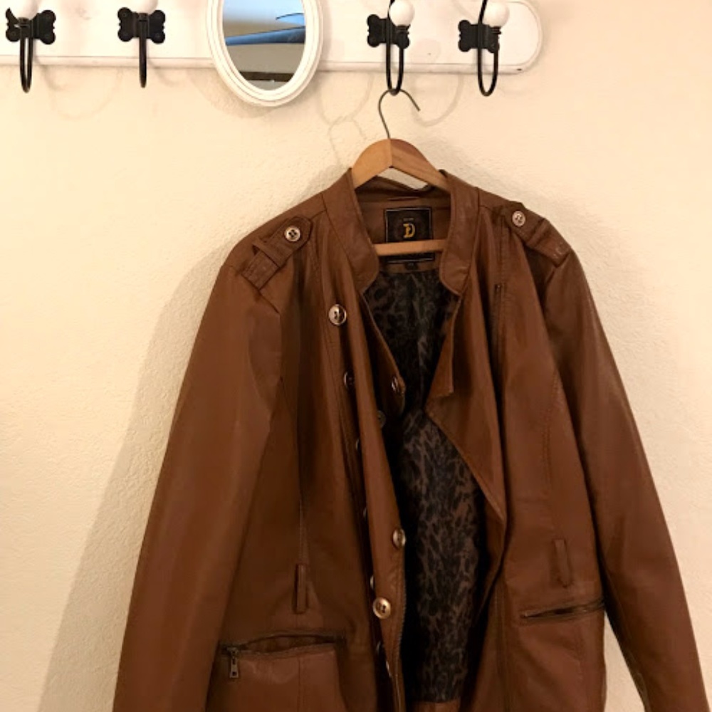 2X Dollhouse Brown Faux Leather Jacket